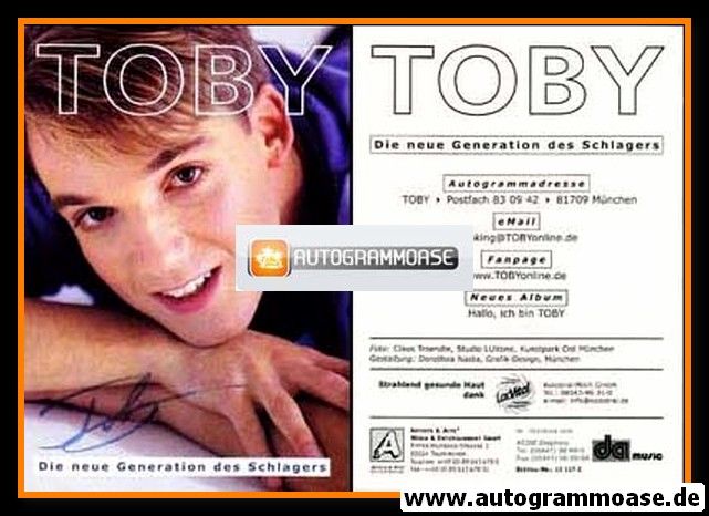 Autogramm Schlager | TOBY | 2001 "Hallo Ich Bin Toby"