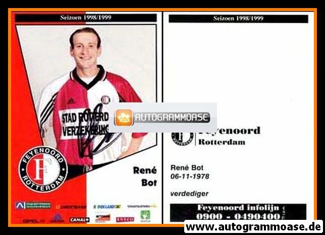 Autogramm Fussball | Feyenoord Rotterdam | 1998 | Rene BOT