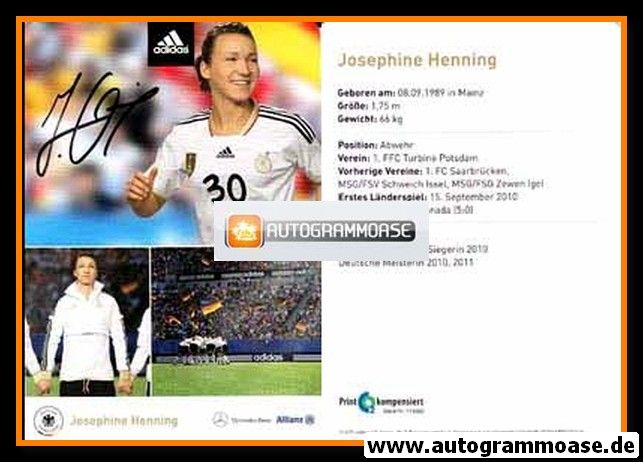 Autogramm Fussball (D) | DFB | 2011 Adidas | Josephine HENNING