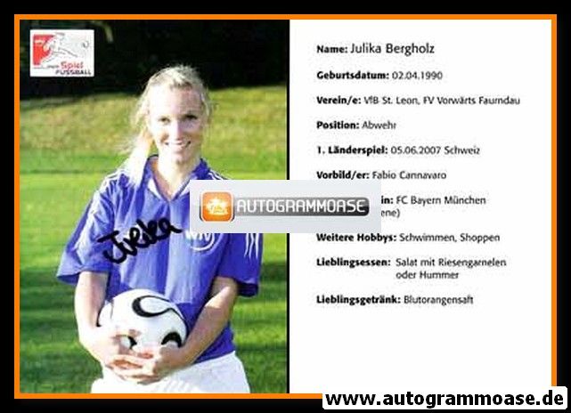 Autogramm Fussball (Damen) | WFV | 2000er | Julika BERGHOLZ
