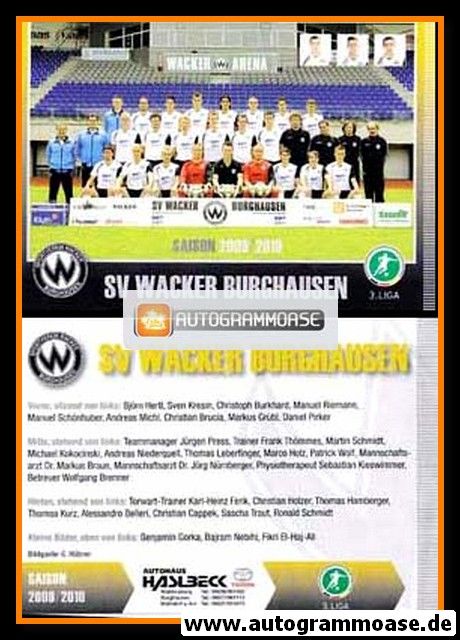 Mannschaftskarte Fussball | SV Wacker Burghausen | 2009
