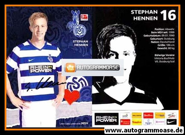 Autogramm Fussball | MSV Duisburg | 2012 | Stephan HENNEN