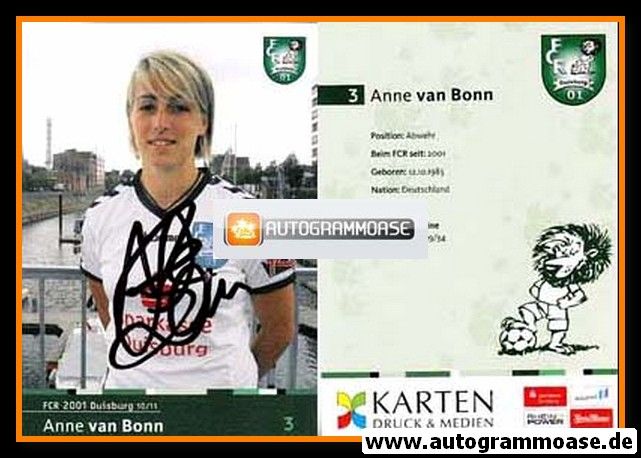 Autogramm Fussball (Damen) | FCR 2001 Duisburg | 2010 | Anne VAN BONN