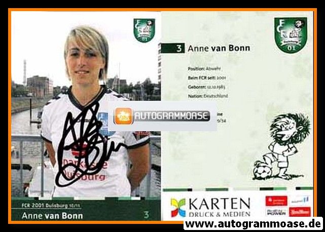 Autogramm Fussball (D) | FCR 2001 Duisburg | 2010 | Anne VAN BONN