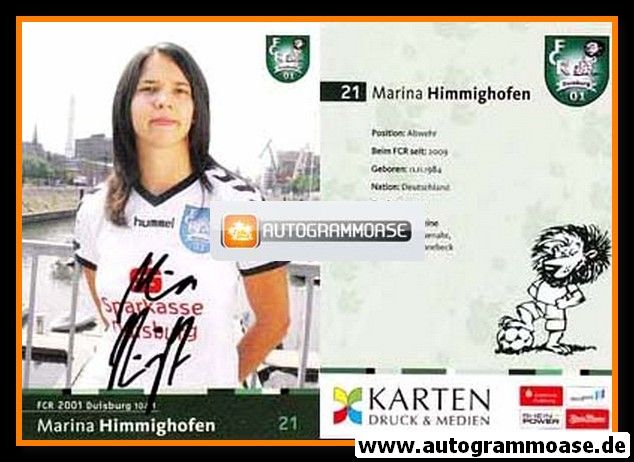 Autogramm Fussball (D) | FCR 2001 Duisburg | 2010 | Marina HIMMIGHOFEN
