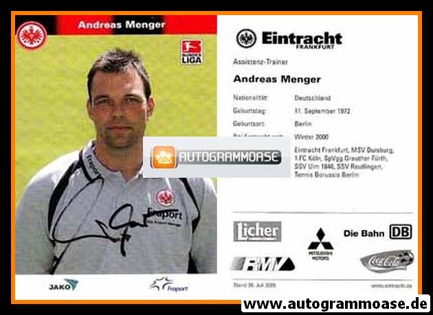 Autogramm Fussball | Eintracht Frankfurt | 2005 | Andreas MENGER