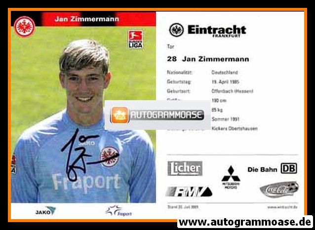 Autogramm Fussball | Eintracht Frankfurt | 2005 | Jan ZIMMERMANN