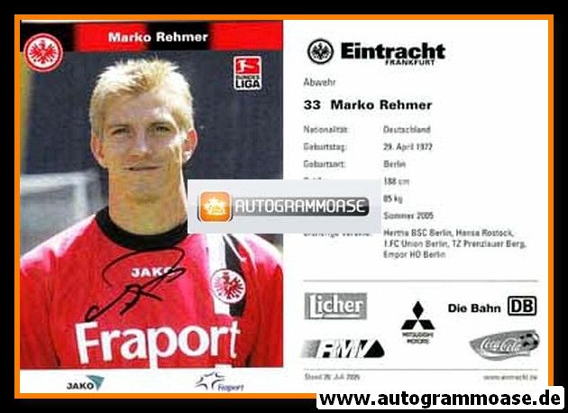 Autogramm Fussball | Eintracht Frankfurt | 2005 | Marko REHMER