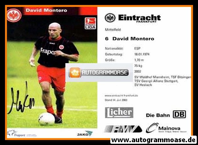 Autogramm Fussball | Eintracht Frankfurt | 2003 | David MONTERO