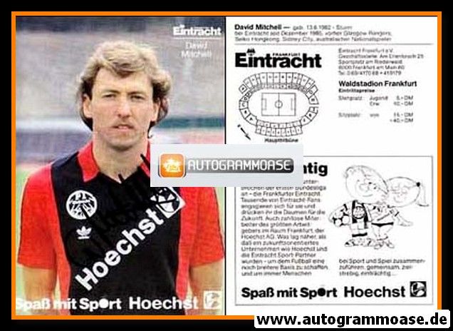 Autogramm Fussball | Eintracht Frankfurt | 1986 | David MITCHELL