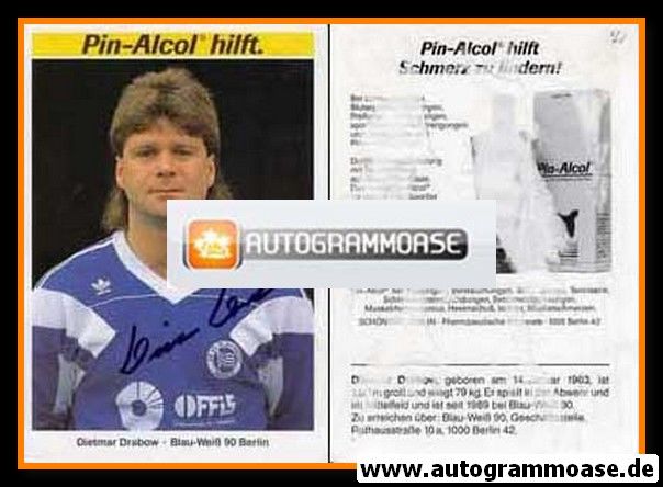 Autogramm Fussball | Blau-Weiss 90 Berlin | 1990 | Dietmar DRABOW