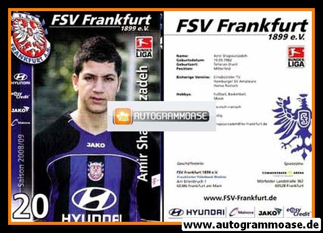 Autogrammkarte Fussball | FSV Frankfurt | 2008 | Amir SHAPOURZADEH