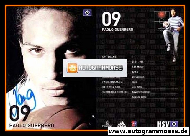 Autogramm Fussball | Hamburger SV | 2007 | Paolo GUERRERO
