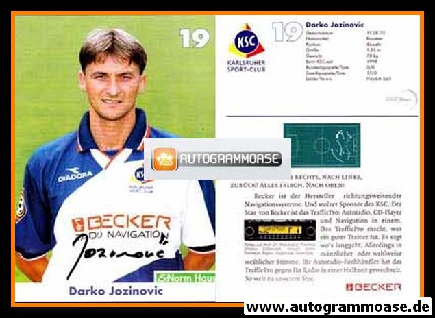 Autogramm Fussball | Karlsruher SC | 1999 | Darko JOZINOVIC