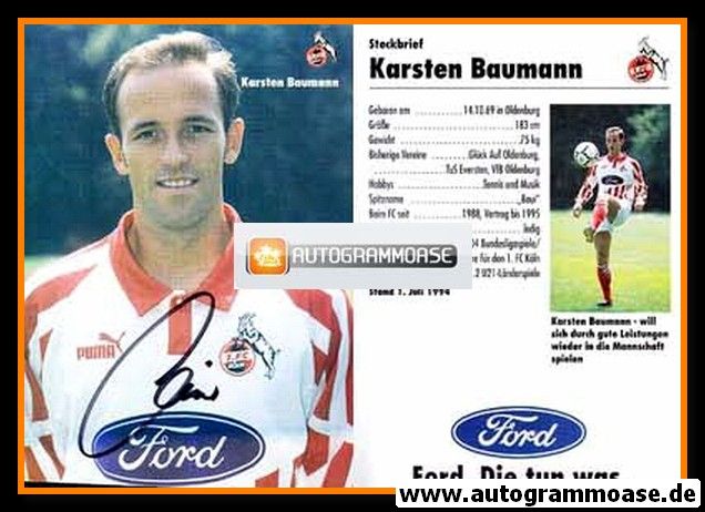 Autogramm Fussball | 1. FC Köln | 1994 | Karsten BAUMANN