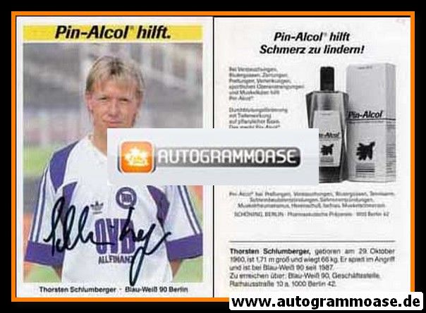Autogramm Fussball | Blau-Weiss 90 Berlin | 1991 | Thorsten SCHLUMBERGER