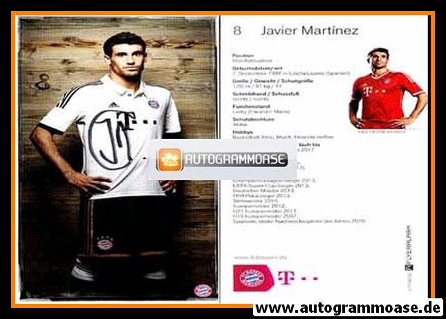 Autogramm Fussball | FC Bayern München | 2013-1 | Javier MARTINEZ