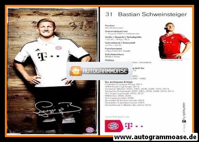 Autogramm Fussball | FC Bayern München | 2013 Druck | Bastian SCHWEINSTEIGER