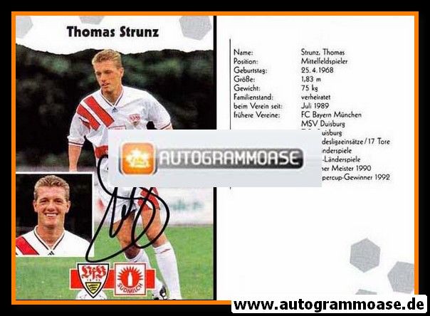 Autogramm Fussball | VfB Stuttgart | 1993 | Thomas STRUNZ