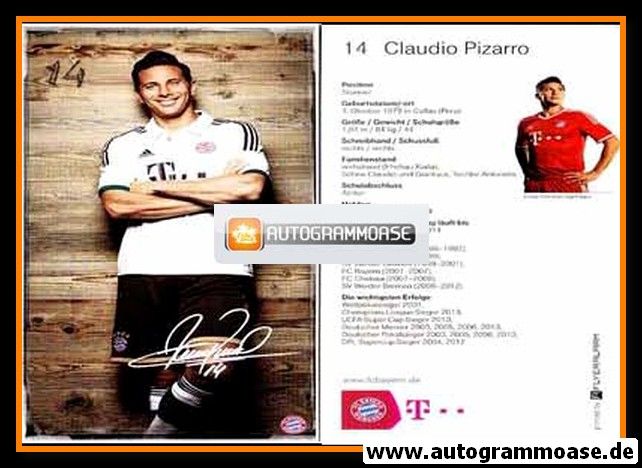 Autogramm Fussball | FC Bayern München | 2013 Druck | Claudio PIZARRO