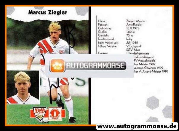 Autogramm Fussball | VfB Stuttgart | 1993 | Marcus ZIEGLER