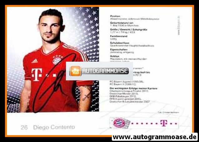 Autogramm Fussball | FC Bayern München | 2011 | Diego CONTENTO