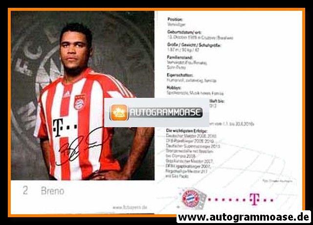 Autogramm Fussball | FC Bayern München | 2010 Mini Druck | BRENO