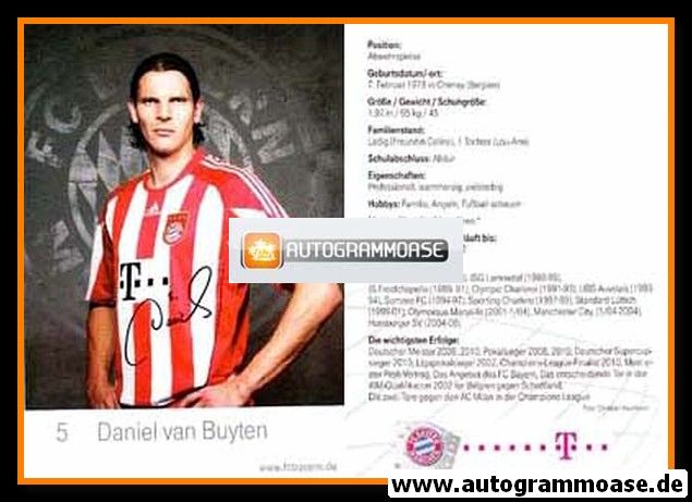 Autogramm Fussball | FC Bayern München | 2010 Mini Druck | Daniel VAN BUYTEN