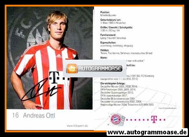 Autogramm Fussball | FC Bayern München | 2010 Mini Druck | Andreas OTTL