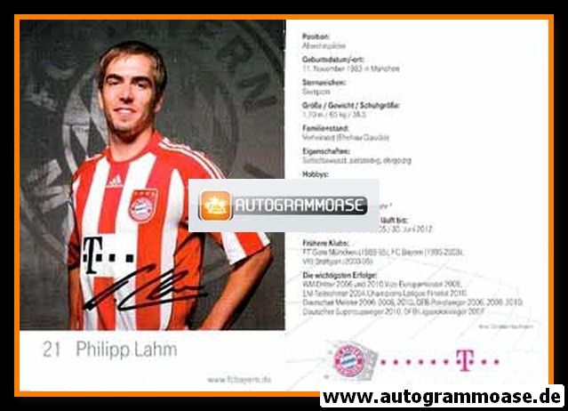 Autogramm Fussball | FC Bayern München | 2010 Mini Druck | Philipp LAHM