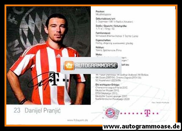 Autogramm Fussball | FC Bayern München | 2010 Mini Druck | Danijel PRANJIC