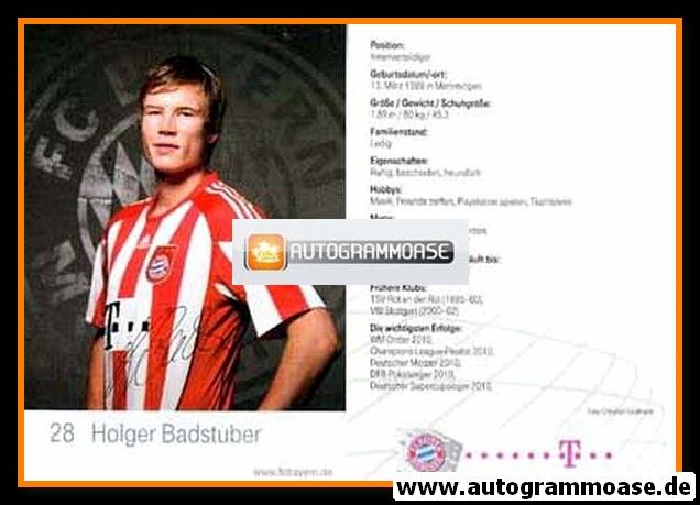 Autogramm Fussball | FC Bayern München | 2010 Mini Druck | Holger BADSTUBER