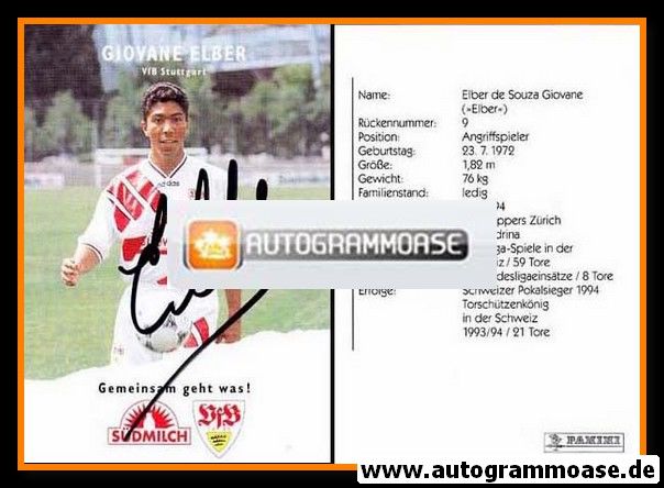 Autogramm Fussball | VfB Stuttgart | 1995 | Giovane ELBER