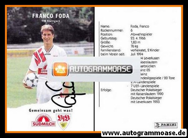 Autogramm Fussball | VfB Stuttgart | 1995 | Franco FODA 