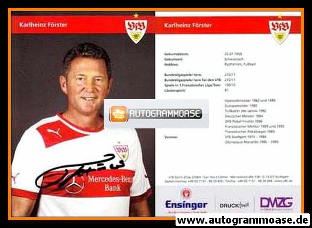 Autogramm Fussball | VfB Stuttgart | 2012 | Karlheinz FÖRSTER
