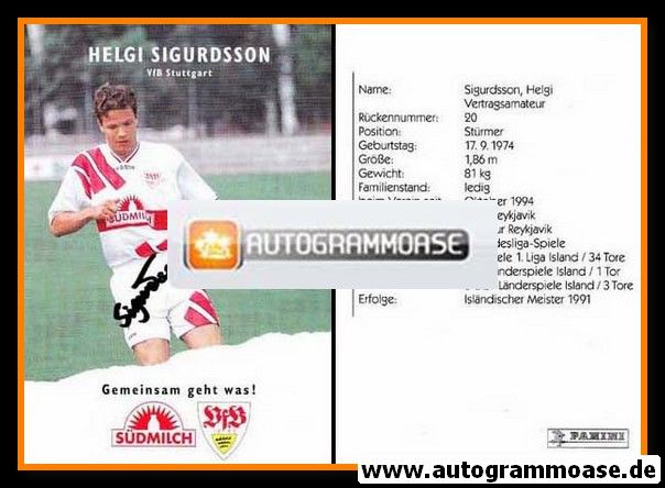 Autogramm Fussball | VfB Stuttgart | 1995 | Helgi SIGURDSSON