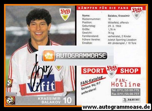 Autogramm Fussball | VfB Stuttgart | 1996 rot | Krassimir BALAKOV