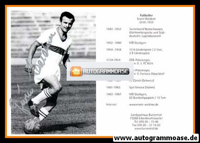 Autogramm Fussball | VfB Stuttgart | 1960er Retro | Erwin WALDNER (Burrenhof)