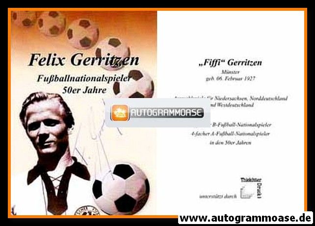 Autogramm Fussball | DFB | 1950er Retro | Felix GERRITZEN (Portrait Color)