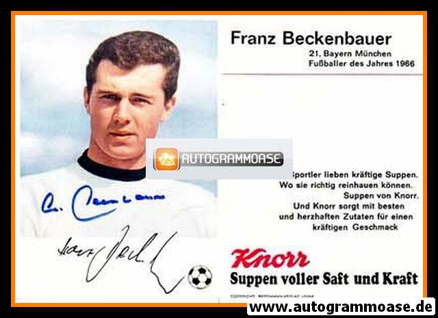 Autogramm Fussball | FC Bayern München | 1966 | Franz BECKENBAUER (Portrait Color Knorr)