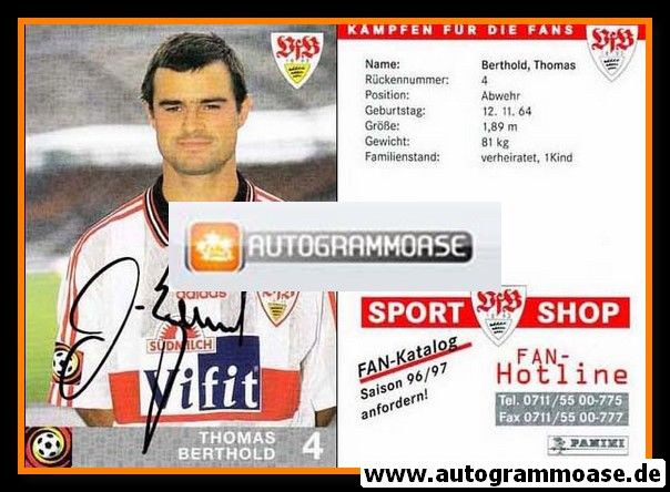 Autogramm Fussball | VfB Stuttgart | 1996 rot | Thomas BERTHOLD