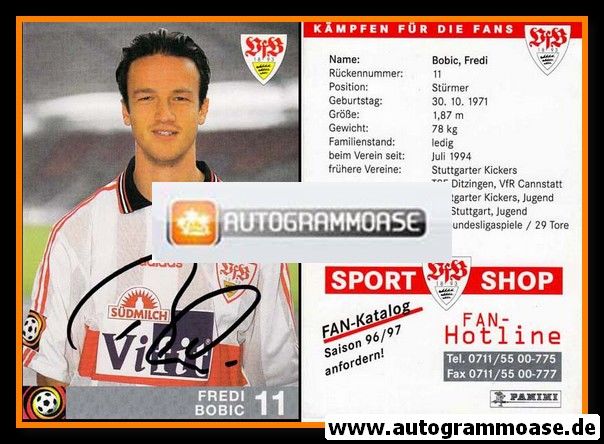Autogramm Fussball | VfB Stuttgart | 1996 rot | Fredi BOBIC
