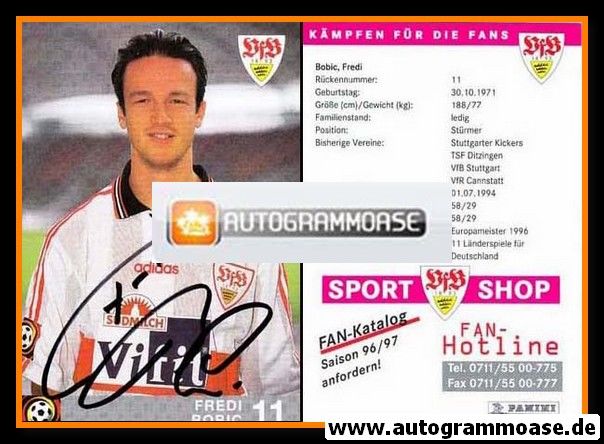 Autogramm Fussball | VfB Stuttgart | 1996 rosa | Fredi BOBIC