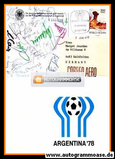 Autogramme Fussball | DFB | 1978 WM Druck | TEAM Postkarte (20 Autogramme)
