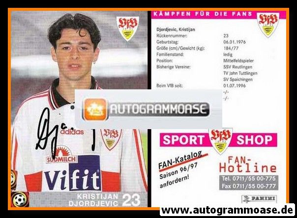 Autogramm Fussball | VfB Stuttgart | 1996 rosa | Kristijan DJORDJEVIC