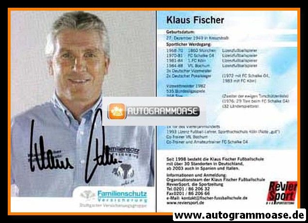 Autogramm Fussball | 2000er | Klaus FISCHER (Portrait Color) Familienschutz