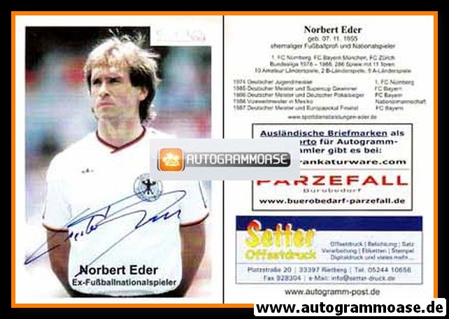 Autogramm Fussball | DFB | 1980er Retro | Norbert EDER (Portrait Color) CdA