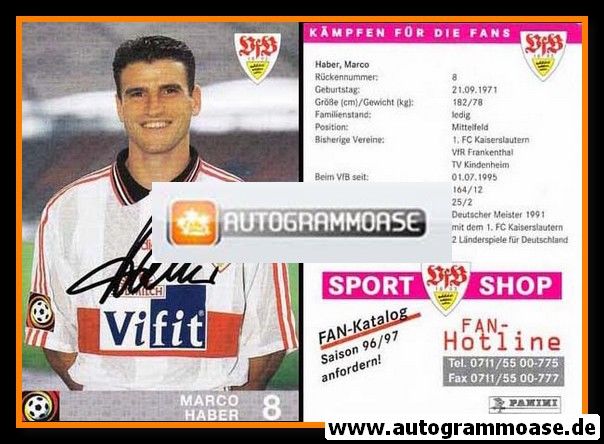 Autogramm Fussball | VfB Stuttgart | 1996 rosa | Marco HABER