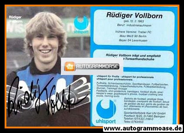 Autogramm Fussball | 1980er Uhlsport | Rüdiger VOLLBORN (Bayer Leverkusen)