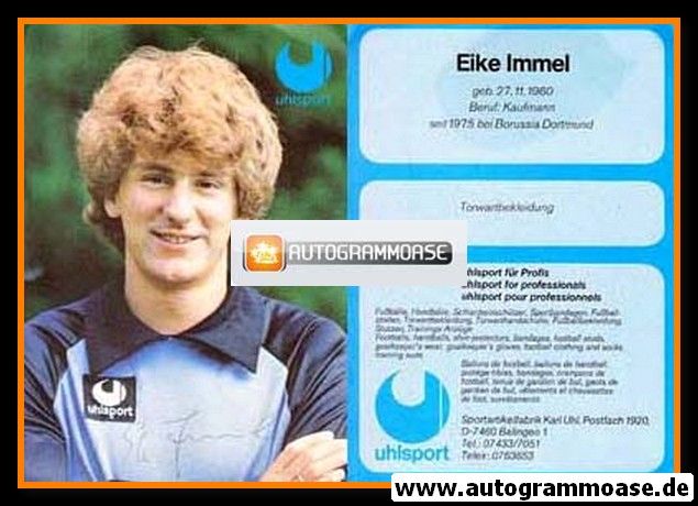 Autogramm Fussball | 1980er Uhlsport Druck | Eike IMMEL (Borussia Dortmund)